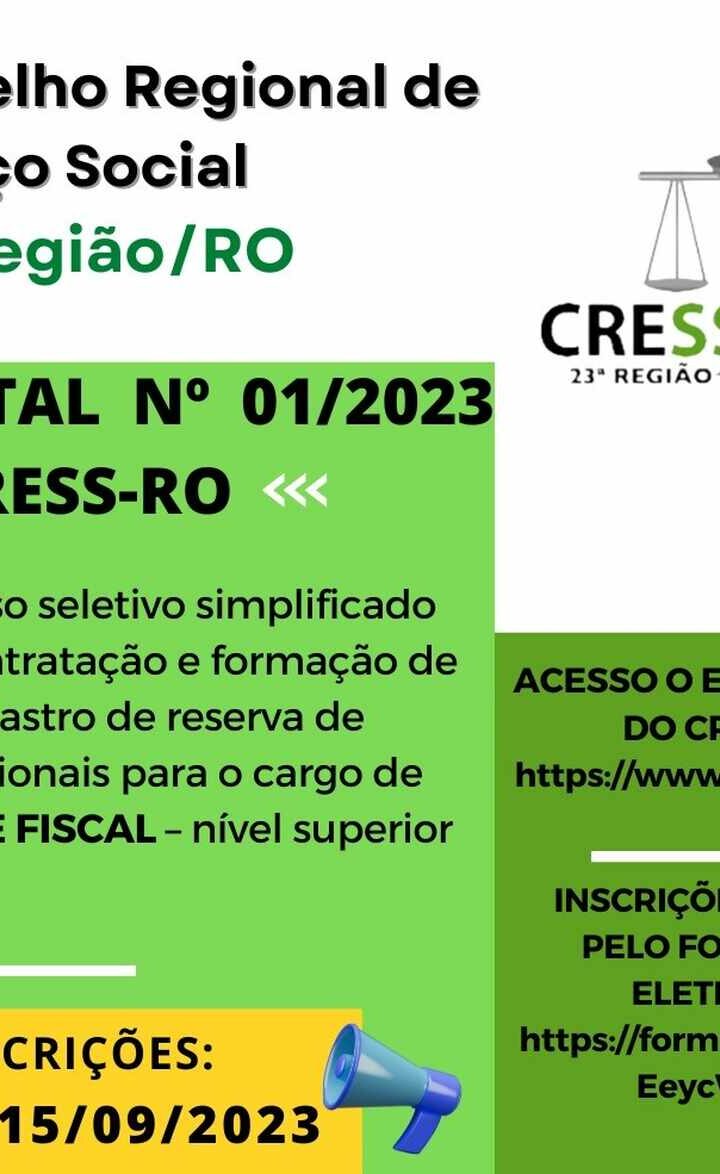 Cress Regi O Ro Abre Inscri Es Para Processo Seletivo Simplificado