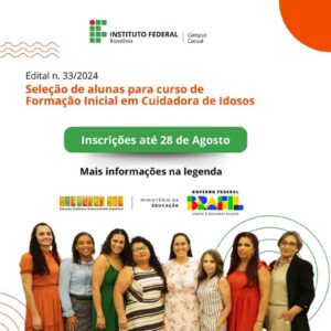 IFRO Cacoal Abre Inscrições para Curso Gratuito de Formação em Cuidadora de Idosos