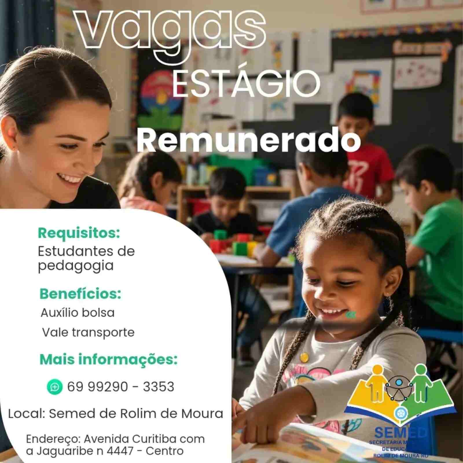 Vagas de estágio remunerado em Rolim de Moura para estudantes ...
