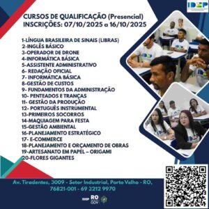 IDEP oferece cursos gratuitos presenciais em Porto Velho