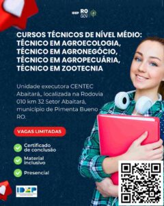 IDEP oferece vagas em cursos técnicos presenciais para estudantes de Rondônia