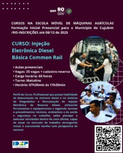 Cursos Gratuitos em Cujubim: Escola Móvel de Máquinas Agrícolas abre inscrições para formação presencial em 2025