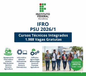 IFRO abre 1988 vagas grátis em Cursos Técnicos Integrados