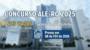 Concurso ALE-RO 2025: Candidatos farão provas em diferentes turnos no estado