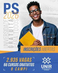 UNIR abre inscrições para 2.935 vagas gratuitas em cursos de graduação