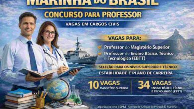 Concurso Marinha oferta 44 vagas para professor com salários de até R$ 4.867,43