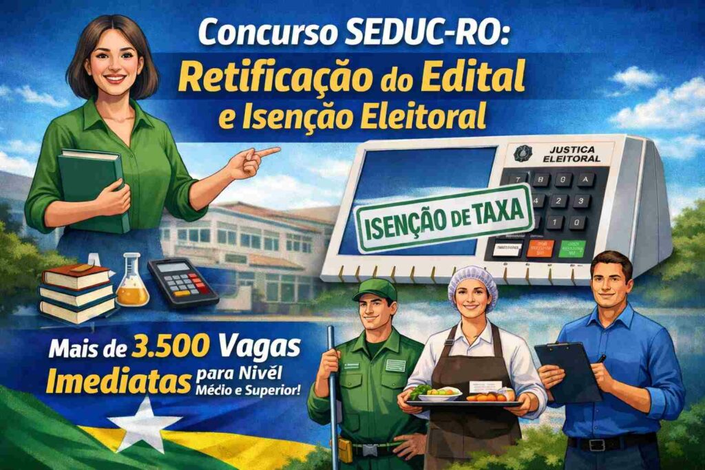 Concurso SEDUC-RO 2026 tem edital retificado com nova isenção de taxa