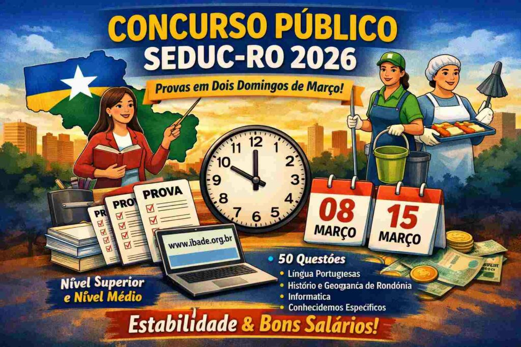 Concurso SEDUC Rondônia 2026: confira o cronograma de provas e o conteúdo programático Concurso SEDUC Rondônia 2026: confira o cronograma de provas e o conteúdo programático