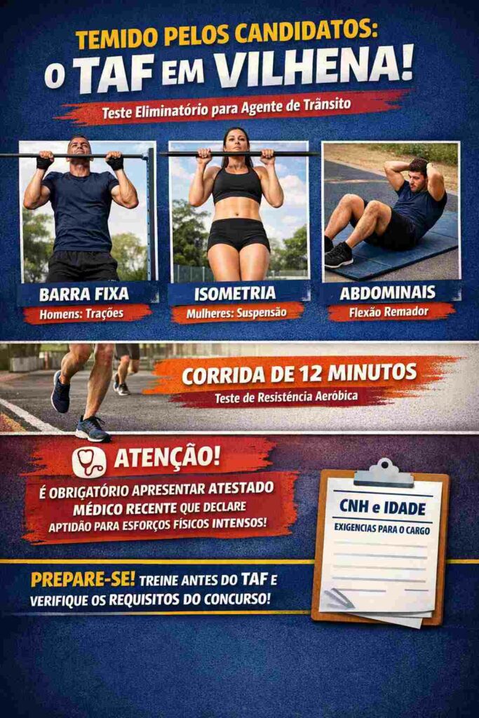 TAF em Vilhena exige foco em corrida e barra para Agente de Trânsito TAF em Vilhena exige foco em corrida e barra para Agente de Trânsito