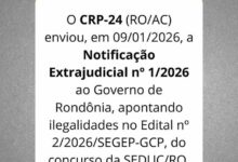 Edital da SEDUC em Rondônia descumpre lei federal aponta CRP-24 em notificação Edital da SEDUC em Rondônia descumpre lei federal aponta CRP-24 em notificação
