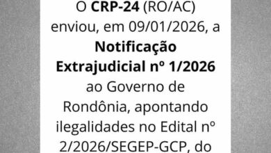 Edital da SEDUC em Rondônia descumpre lei federal aponta CRP-24 em notificação