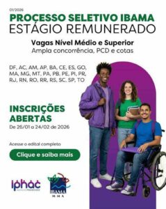 IBAMA oferece vagas de estágio em Porto Velho com bolsa para diversos cursos