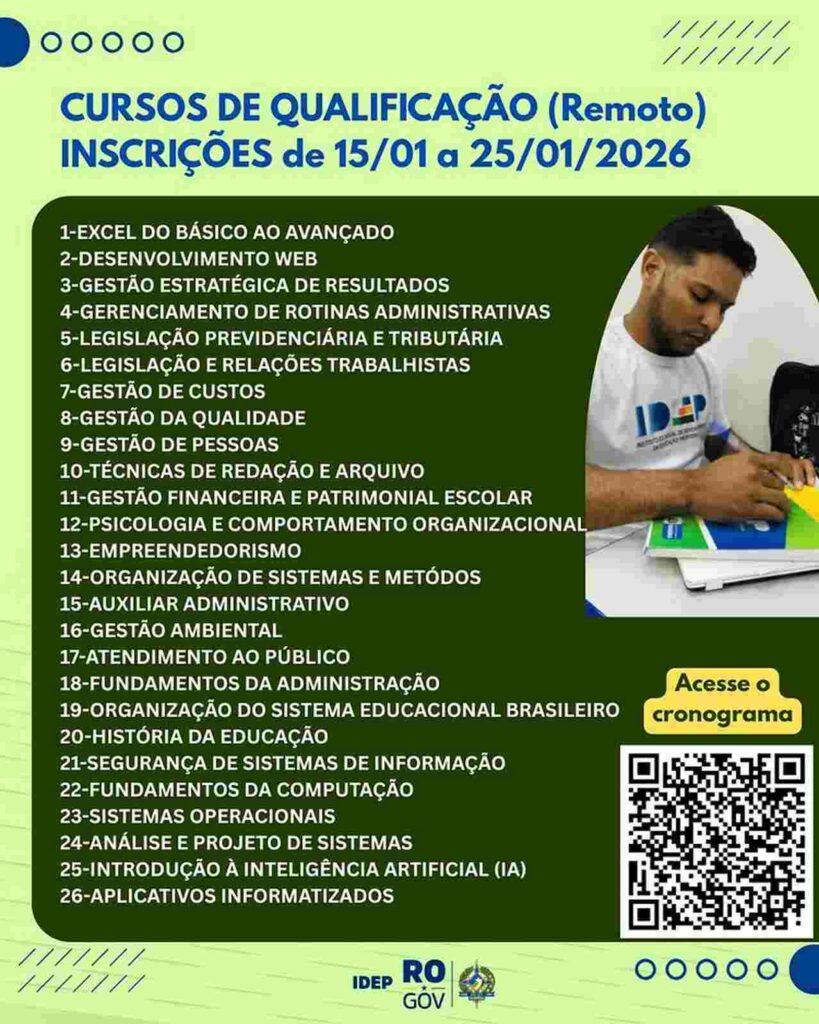 IDEP abre inscrições para 26 cursos online gratuitos em diversas áreas; veja como participar