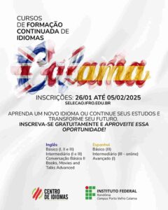 IFRO abre inscrições para cursos gratuitos de inglês e espanhol com certificação em Rondônia