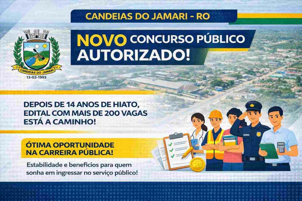 Prefeitura de Candeias do Jamari autoriza concurso público com mais de 200 vagas Prefeitura de Candeias do Jamari autoriza concurso público com mais de 200 vagas