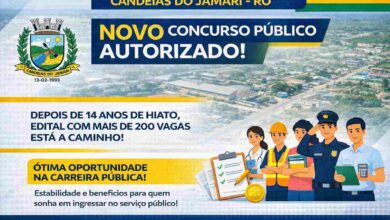 Prefeitura de Candeias do Jamari autoriza concurso público com mais de 200 vagas