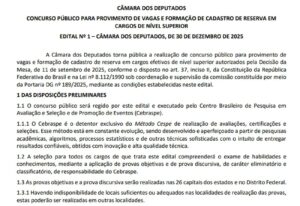 Concurso público da Câmara dos Deputados oferece salários acima de R$ 21 mil