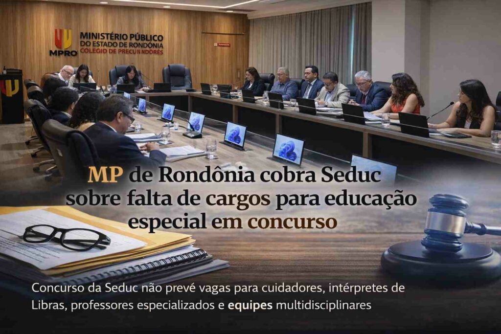 Ministério Público de Rondônia cobra cargos de educação especial em concurso Seduc