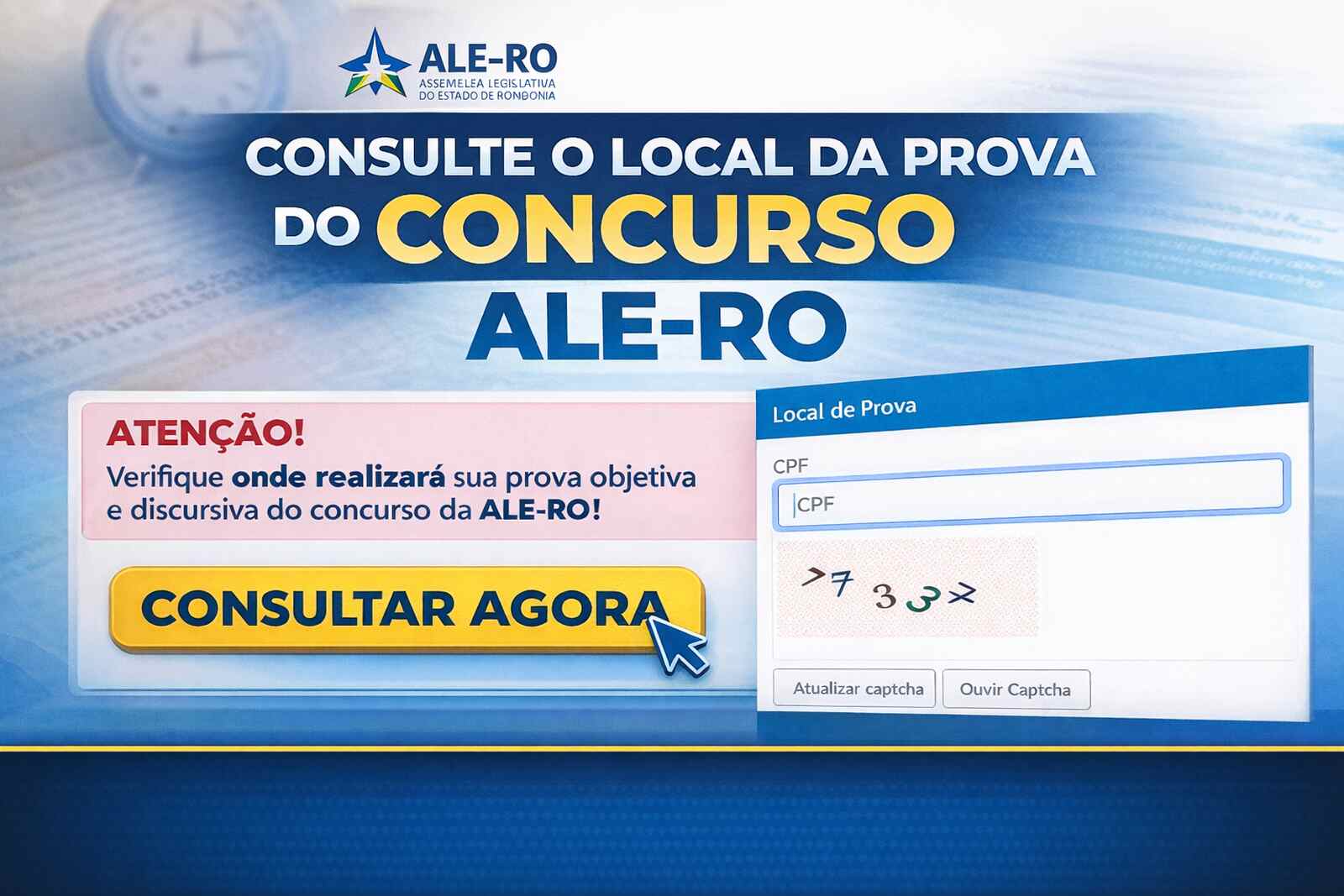 ALE-RO divulga consulta aos locais de prova para 425 vagas de médio e ...