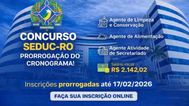 SEDUC-RO prorroga inscrições de concurso nível médio com salário de R$ 2,1 mil