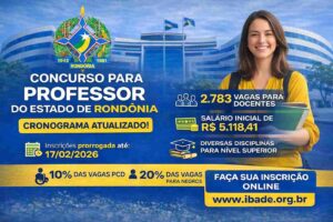 SEDUC-RO prorroga concurso com 2.783 vagas para professor nível superior