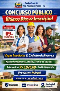 Prefeitura de Alto Alegre dos Parecis – RO tem inscrições para todos os níveis até segunda-feira (09)