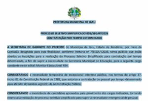 Inscrições para a Educação de Jaru (RO) terminam nesta sexta (20)