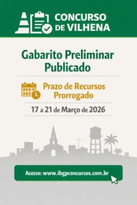 Concurso de Vilhena publica gabarito preliminar e altera prazo de recursos