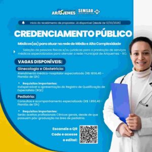 Novo edital em Ariquemes busca especialistas para atendimento médico hospitalar