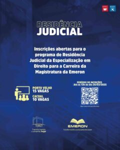 Residência Judicial da EMERON oferece vagas em Porto Velho e Cacoal