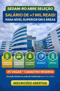 SEDAM-RO abre seleção com salário de 7 mil reais para nível superior em 5 áreas
