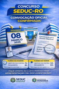 SEDUC-RO divulga locais de prova e convoca para entrega de títulos