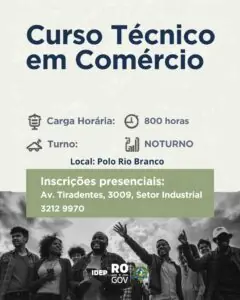 Curso Técnico em Comércio Gratuito em Porto Velho oferecido pelo IDEP RO com oportunidades de carreira