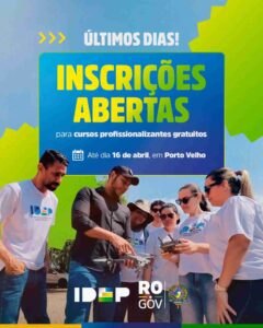 IDEP-RO abre 200 vagas para cursos presenciais gratuitos em Porto Velho