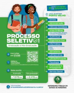 DPE-RO abre vagas para estágio com bolsa de até R$ 2,4 mil