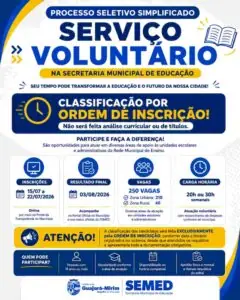Guajará-Mirim abre 250 vagas na SEMED com ajuda de custo de até R$ 60 por dia