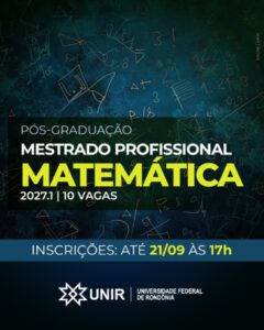 UNIR abre 25 vagas em mestrado gratuito para professores de Matemática