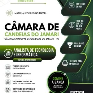 Apostila atualizada para Analista de Tecnologia e Informática da Câmara de Candeias RO 2026
