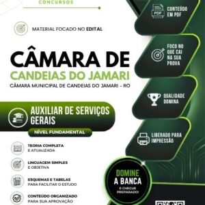 Apostila atualizada para Auxiliar de Serviços Gerais no concurso Câmara de Candeias Jamari RO
