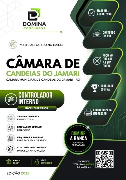Apostila atualizada para Controlador Interno da Câmara de Candeias RO 2026
