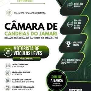Apostila atualizada para Motorista de Veículos Leves no concurso Câmara de Candeias RO