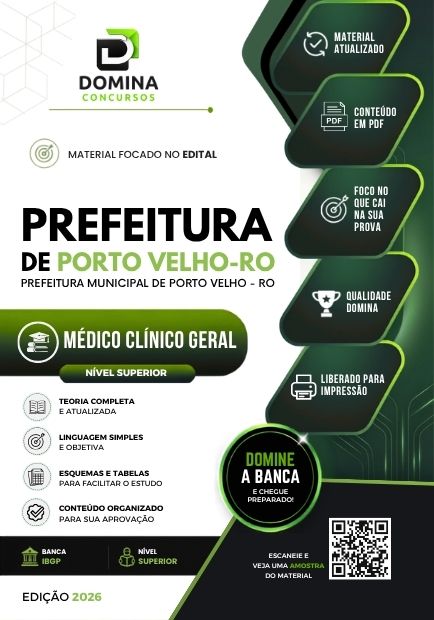 Apostila atualizada para Médico Clínico Geral no concurso Prefeitura de Porto Velho – RO 2026