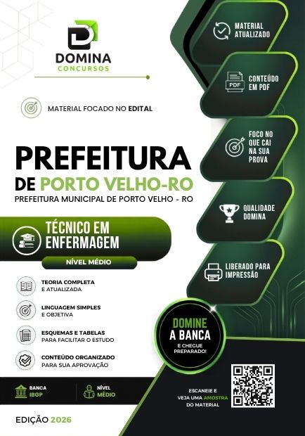 Apostila atualizada para Técnico em Enfermagem no concurso Prefeitura de Porto Velho 2026